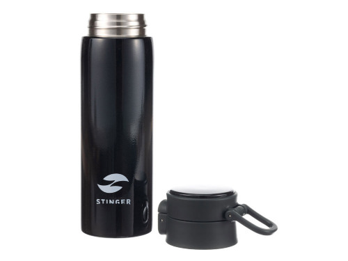 Термокружка Stinger, 0,42 л, сталь/пластик/силикон, чёрный, 6,5 x 7,5 x 21,9 см