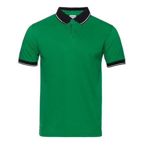 Рубашка поло мужская STAN с контрастными деталями хлопок/полиэстер 185, 04С, зелёный