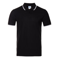 Рубашка поло мужская STAN с окантовкой хлопок/полиэстер 185, 04T, чёрный