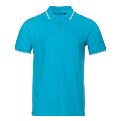 Рубашка поло мужская STAN с окантовкой хлопок/полиэстер 185, 04T, бирюзовый