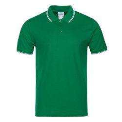 Рубашка поло мужская STAN с окантовкой хлопок/полиэстер 185, 04T, зелёный