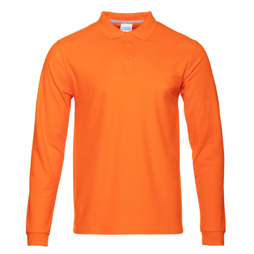 Рубашка поло мужская STAN длинный рукав хлопок/полиэстер 185, 104S, оранжевый